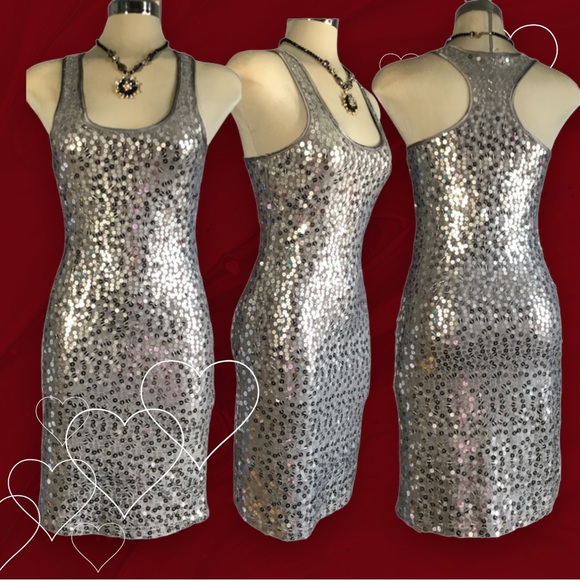ATTITUDE  Elegant Luxury Grey and Silver Sequins Dress size 0 - Picture 3 of 16